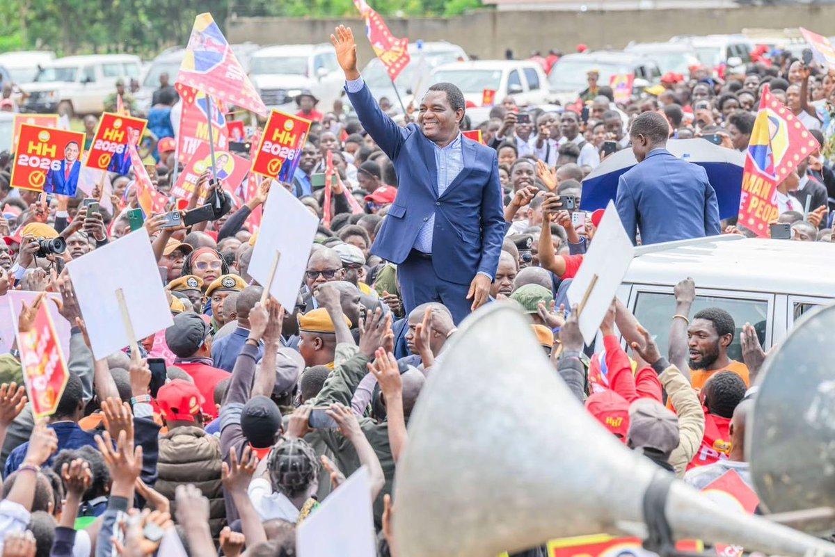 Hakainde Hichilema en campagne pour les élections générales en Zambie